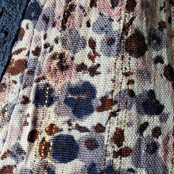 Nalini Navy and Pink with Gold Shimmer Open Front w/Tie Closure One Sz Fits All - Picture 4 of 11